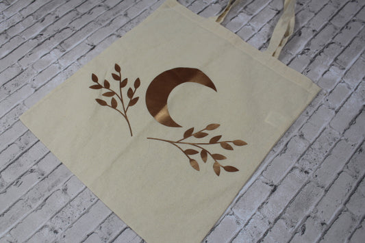 moon and vine tote bag